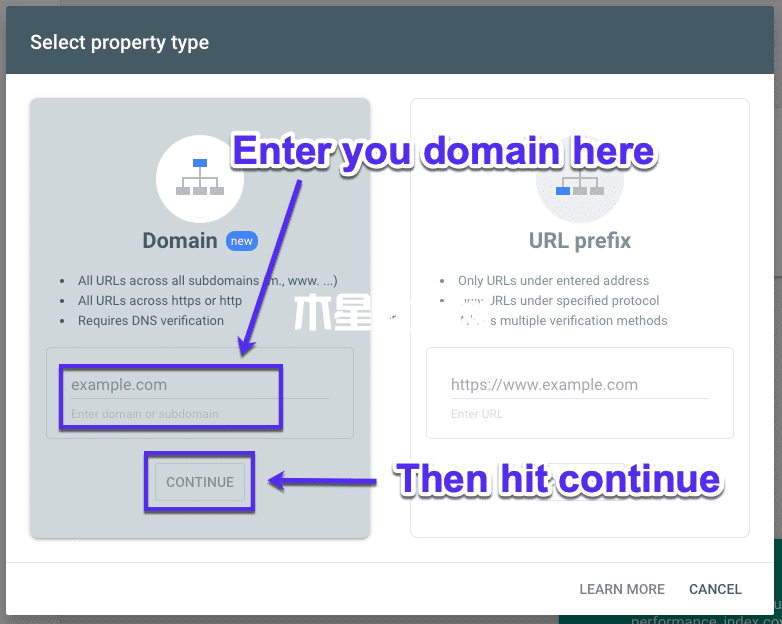 將您的域添加到Google Search Console