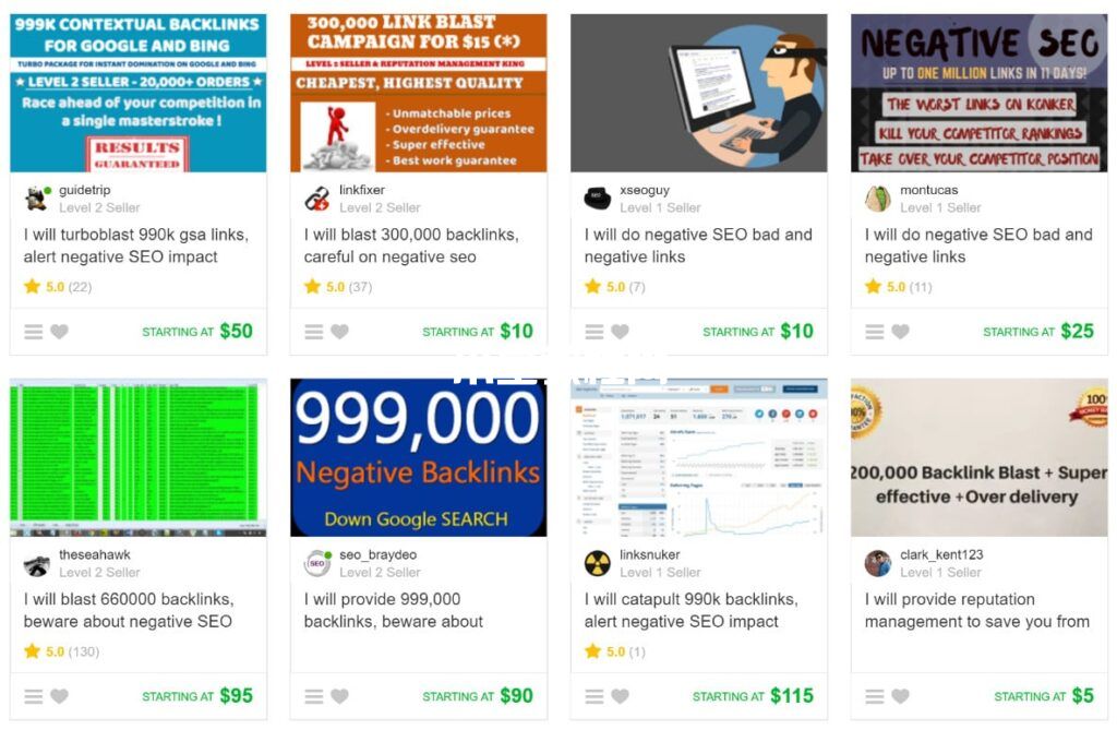 負(fù)面的SEO gigs?
