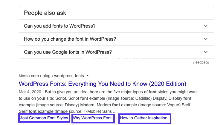 Google SERP中的錨鏈接