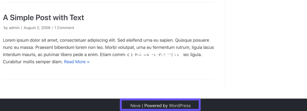 頁腳主題開發(fā)者網(wǎng)站和“Powered by WordPress”鏈接