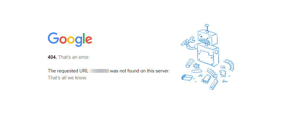 Chrome中的404錯誤頁面