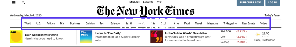 NYT的分層導(dǎo)航示例