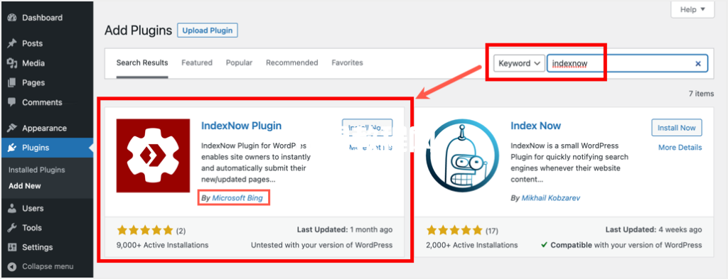 微軟必應的IndexNow Plugin