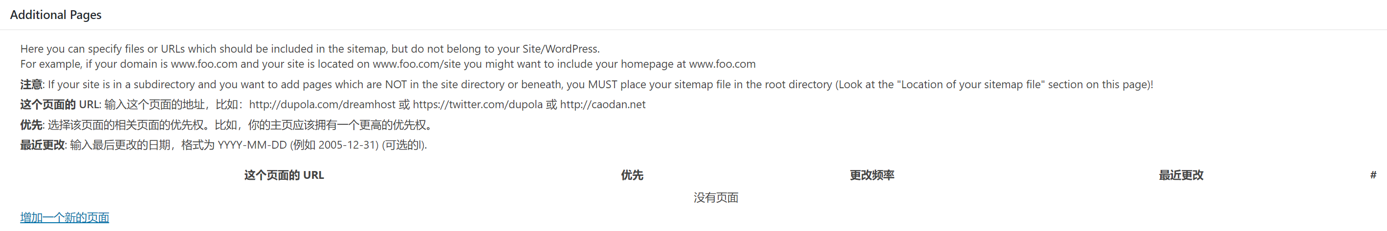 Sitemap附加頁面設置