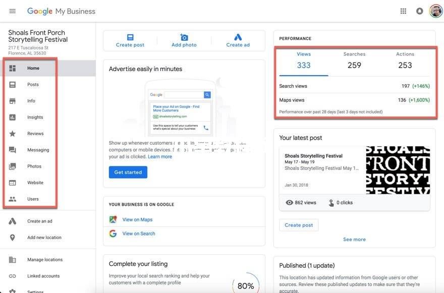 “Google My Business”頁面