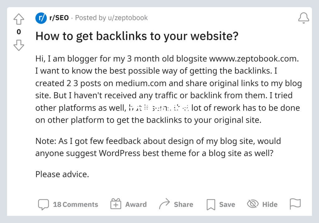 reddit搜索引擎優(yōu)化反向鏈接問題