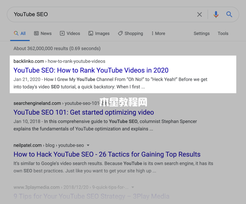 youtube seo谷歌搜索結(jié)果