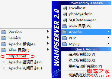 修改wamp的apache默認(rèn)端口80為8088以及www目錄