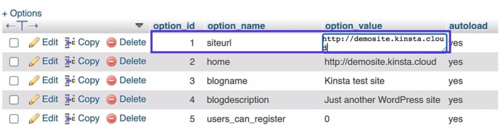 phpMyAdmin – 編輯URL