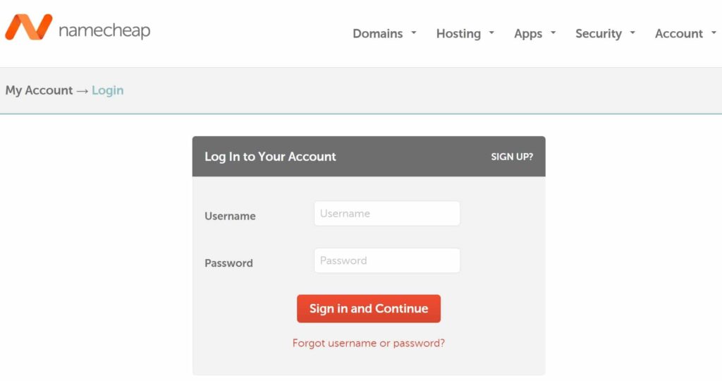 Namecheap登錄