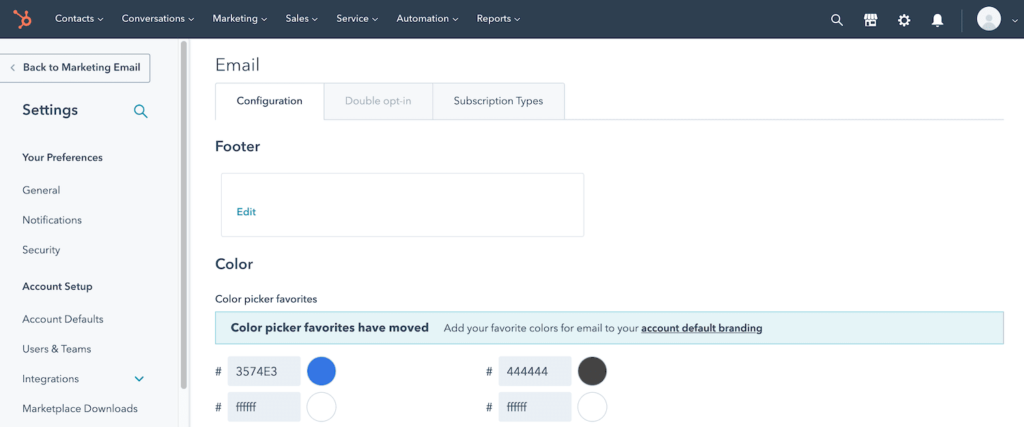 HubSpot儀表盤(pán)中的“Settings ”