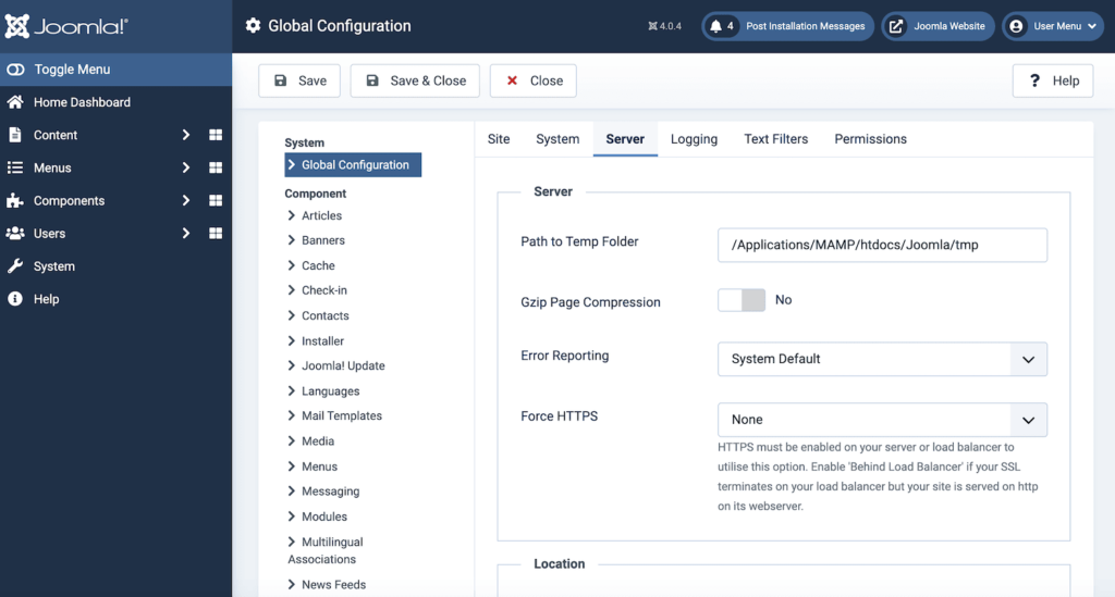 Joomla儀表盤