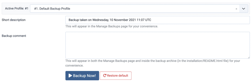 單擊Backup Now選項