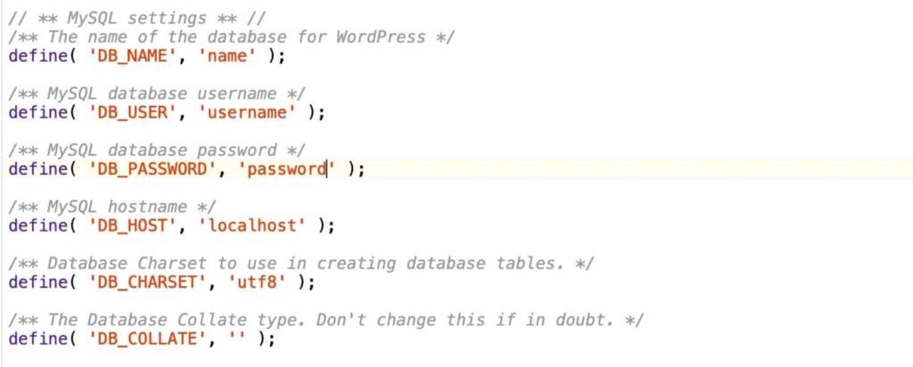 wp-config.php數(shù)據(jù)庫詳細(xì)信息