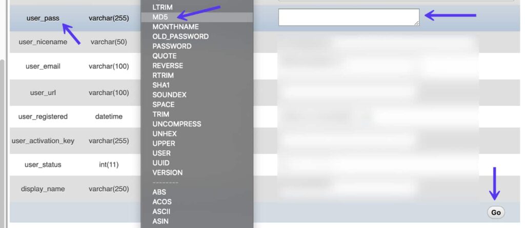 在phpMyAdmin中重置密碼