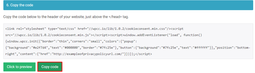 WebsitePolicies生成cookie通知代碼