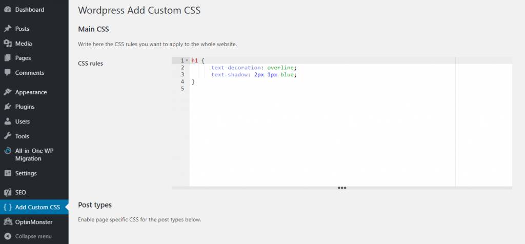 WP Add Custom CSS添加CSS規(guī)則