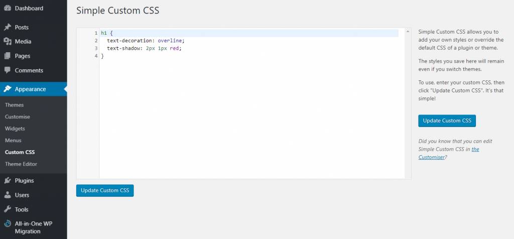 更新自定義CSS
