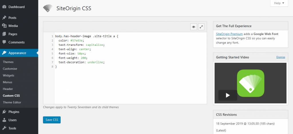 SiteOrigin CSS自定義CSS