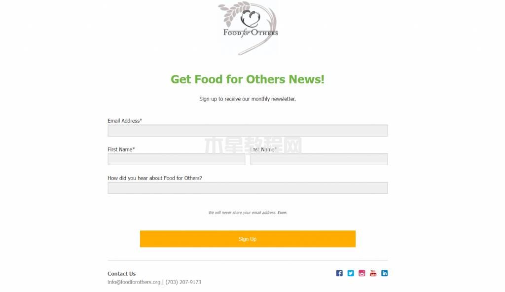 Food for Others訂閱表單示例