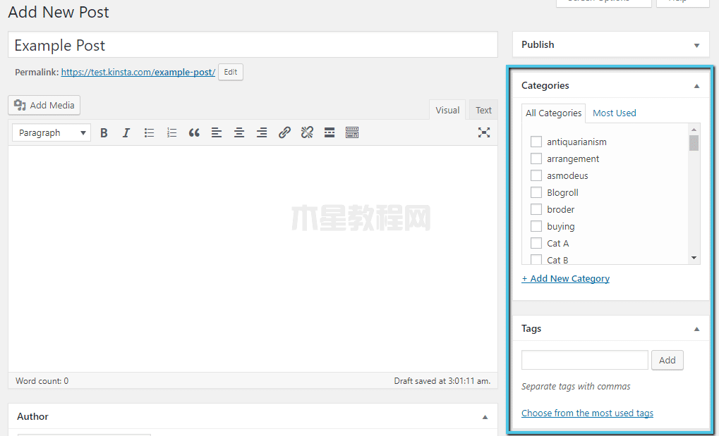 WordPress編輯器中的分類法