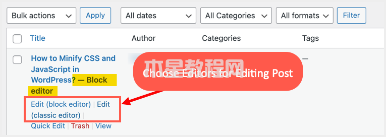 選擇編輯器來編輯文章
