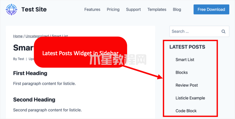 側邊欄中的最新文章小工具