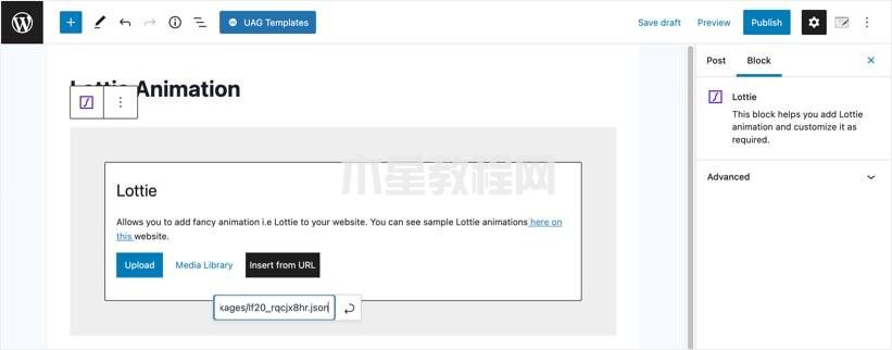 使用UAG從文件中插入Lottie