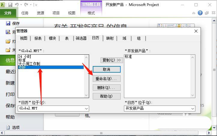 project日歷模板怎么重命名?(圖7)