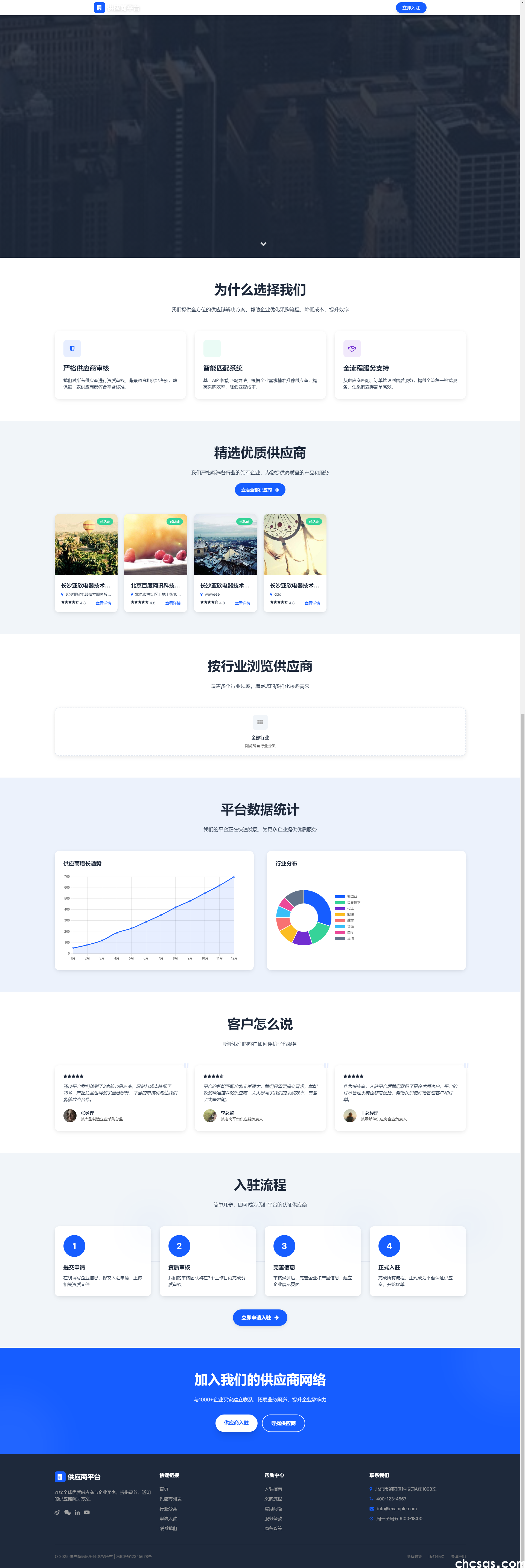 原創(chuàng)供應(yīng)商入駐系統(tǒng)自適應(yīng)模板，大氣美觀的模板前臺提交后臺管理~免費(fèi)下載(圖1)